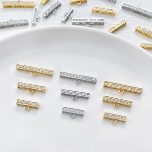 Pendentif barre rectangulaire cz plaqué or 14k avec plusieurs trous pour bijoux diy