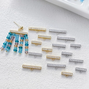 Pendentif barre rectangulaire en strass plaqué or 14k pour création de bijoux DIY