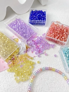 Frosted 3mm cat-eye glass seed beads in pastel colors with storage case and bracelet