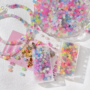 Colorful frosted glass beads DIY set with storage boxes and finished jewelry samples