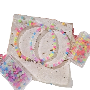DIY colorful bead jewelry set with macaron mixed glass beads and plastic storage boxes