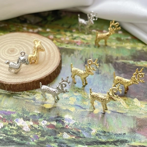 Ciondoli a forma di renna 3D in oro e argento per collane e bracciali fai-da-te