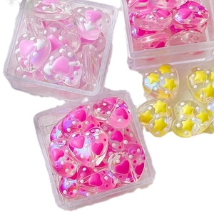 DIY colorful heart glazed beads set with rainbow finish for handmade bracelets and necklaces
