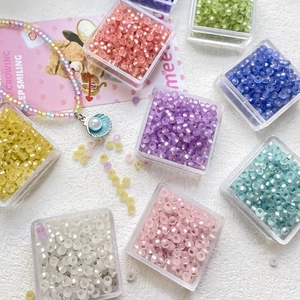 3mm frosted glass beads set for DIY jewelry making with multiple colors and shell pendant