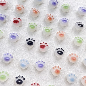 Chubby cat paw DIY beads for jewelry making in various colors with hole design
