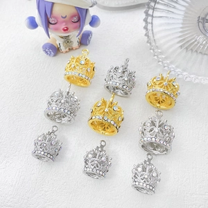 Miniatur Kronenanhänger in Gold und Silber mit Strasssteinen für DIY Schmuckherstellung