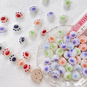 DIY colorful cat paw resin beads for handmade bracelets and necklaces in macaron shades