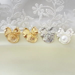 Elegante 14k vergulde strik oorknopjes zettingen met parels en S925 zilveren naalden