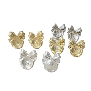 Strikvormige 14k vergulde pareloorbellen instellingen voor DIY sieraden in goud en zilver