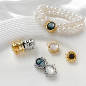 Gold plated pearl clasp with mother of pearl inlay for multi-strand jewelry design
