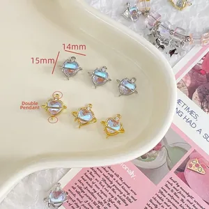 Detail von 14x15mm Herzplanet Mondstein Anhänger mit Gold- und Silberplattierung