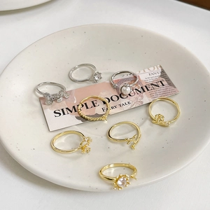 DIY Kupfer Schmuckzubehör 18K Vergoldet Verstellbare Ring Ohrring Basen Für Künstliche Perlenmontage Blumen Schmetterlings Designs