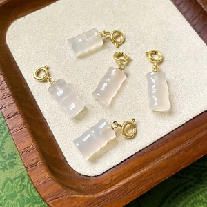 Pendenti in agata naturale a forma di bambù con fermagli dorati per gioielli DIY