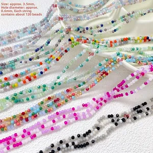 Macro shot of 3.5mm faceted glass beads in various colors for DIY jewelry making