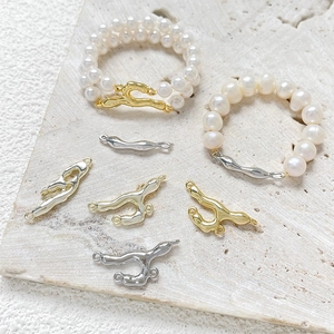 Gold and silver lava textured jewelry connectors for DIY pearl bracelets and necklaces