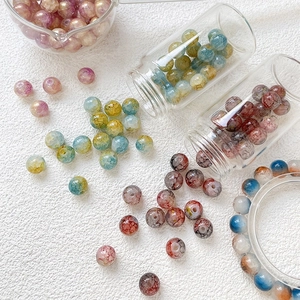 Perle di vetro craquelé da 10mm con texture effetto ghiaccio per gioielli fai-da-te