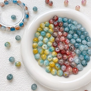 Perle di vetro colorate da 10mm con trama craquelé per accessori gioielli fai-da-te