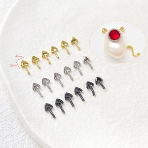 Accessoires de Bijoux DIY en Cuivre Tige d'Insertion Oreille de Chat Électroplaqué Or Argent pour Künstliche Perles Baroques