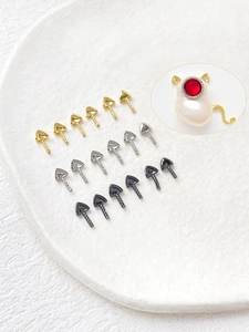 Clous d'oreilles chat dorés et argentés pour accessoires de perles baroques DIY