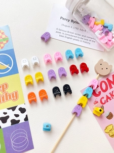 Colorful smile face U-shaped plastic beads and charms for DIY jewelry making