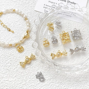 18k gold plated dragon and candy pendants with pearl bracelet and zircon charms