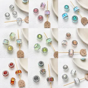 Perles en cristal colorées avec strass pour création de bijoux DIY en 9 couleurs
