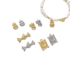 18K gold plated copper dragon and candy charms with zircon for DIY jewelry making