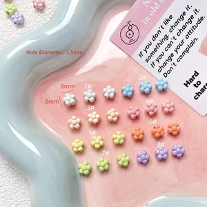 Macro shot of 8mm colorful macaron flower beads for DIY jewelry making accessories