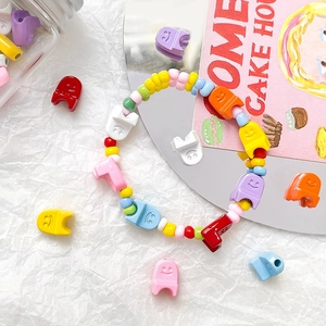 Colorful macaron ghost smile beads for DIY handmade bracelets and necklaces