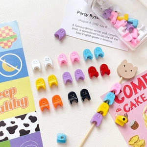 Colorful macaron smile face U-shaped plastic beads for DIY jewelry making and crafts