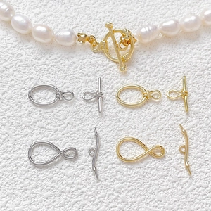 Fermoirs à bascule en or 14K pour bijoux avec designs circulaires et en forme de 8