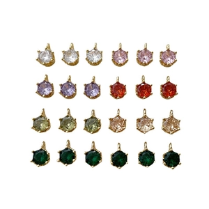 Lot de 24 pendentifs en zircon plaqués or 14 carats de diverses couleurs pour bijoux