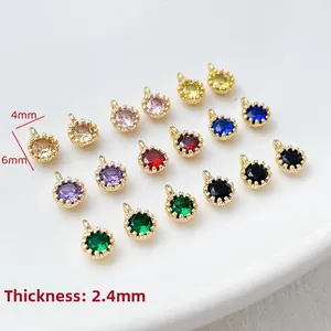Detalle de colgantes de circón de 6mm en varios colores chapados en oro 18k para joyería DIY