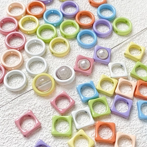 Macaron Color Flower Square Round Spacer Beads Zinc Alloy Resin DIY Jewelry Making Accessories For Bracelet Necklace Handmade