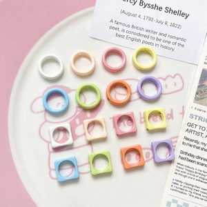 Colorful macaron resin spacer beads in square and round shapes for DIY jewelry making