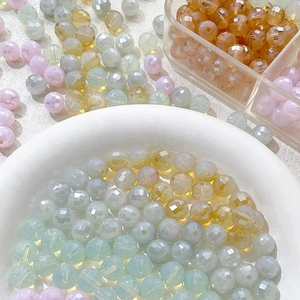 9mm multi-faceted colorful glass beads in macaron tones for DIY jewelry making