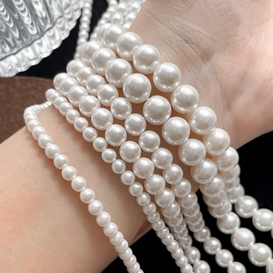 White Shell Artificial Pearl Beads High Gloss Round Imitation Artificial Pearl Beads For DIY Jewelry Making Earrings Necklace Craft Material