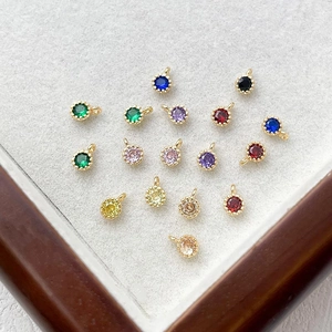 Colgantes redondos de circón chapados en oro de 18k de colores para joyería artesanal