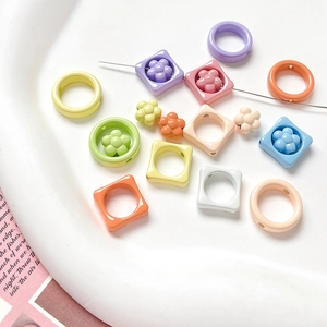 Colorful macaron flower resin beads for DIY jewelry making in assorted candy colors