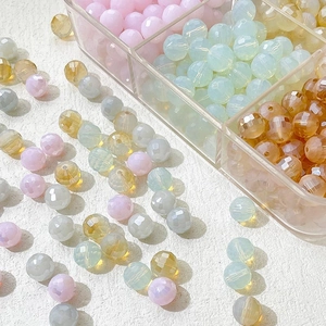 9mm multifaceted colorful glass beads for DIY jewelry making in clear storage box