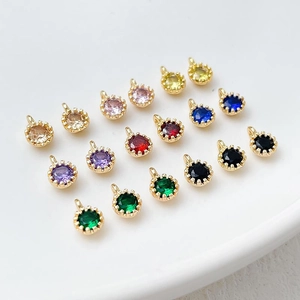 Colgantes redondos bañados en oro 18k con circonitas de colores para joyería artesanal