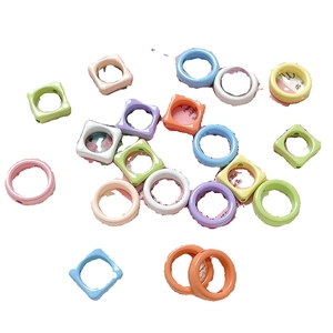 Colorful macaron resin flower beads and square rings for DIY jewelry craft making