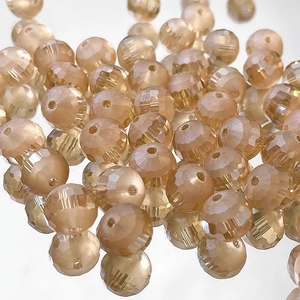 Macro shot of 9mm faceted champagne glass beads for DIY jewelry and bracelet making