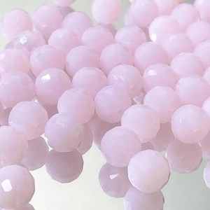 Macro shot of 9mm pink faceted crystal beads for DIY jewelry and bracelet making