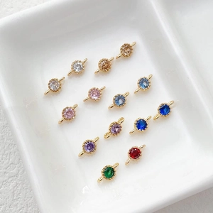 Connettori rotondi in zirconi colorati placcati oro 14k per creazione di gioielli fai da te