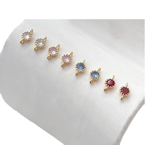 Pendenti connettori rotondi in zircone colorato placcati oro 14k per gioielli DIY