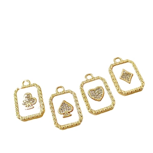 14k vergulde pokerkrt hangers met parelmoer en zirkoon voor doe-het-zelf sieraden