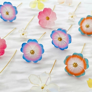 DIY handmade resin flower jewelry accessories with gold plated centers in multiple colors
