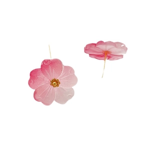 Elegant gold-plated pink gradient resin flower stud earrings with a delicate gold center