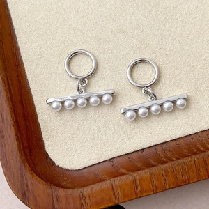Detail of 14k gold plated OT toggle clasp with five pearls for jewelry making